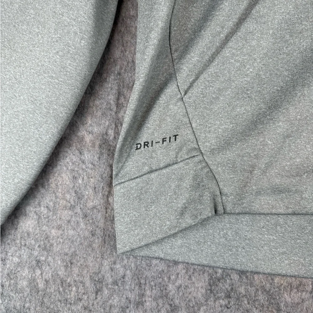 Nike Dri-Fit Hoodie Men's L Heather Grey Setin‎ Logo Print Long Sleeve Full Zip